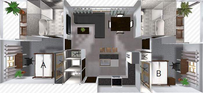 2x2 Penthouse Floor Plan Image